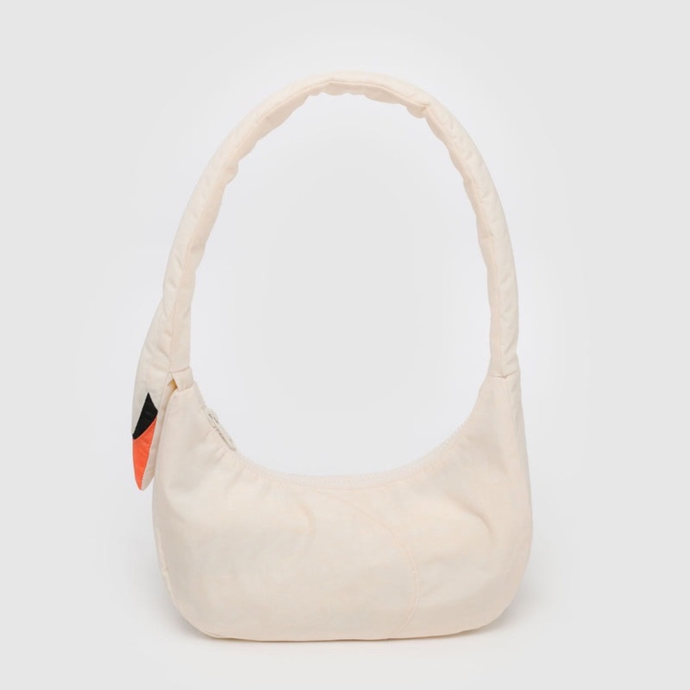NWT BAGGU Swan Cream Shoulder Bag with Orange Accent - Picture 11 of 15